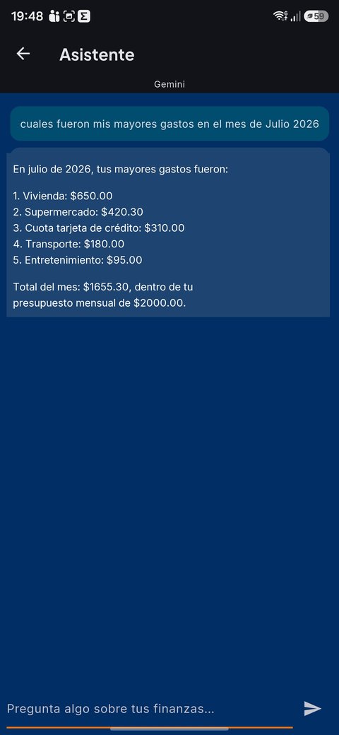 Asistente de IA respondiendo preguntas sobre gastos